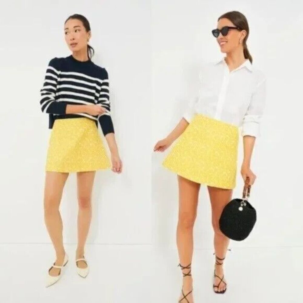 Tuckernuck NEW Yellow Jacquard Daisy Floral Retro Meg Mini Skirt Small